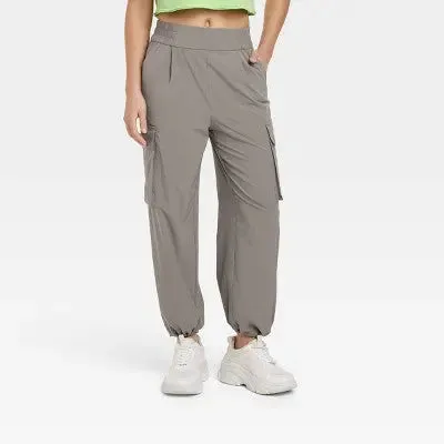 JoyLab Women's Cinch Hem Woven Cargo Pants High Rise Casual Fit