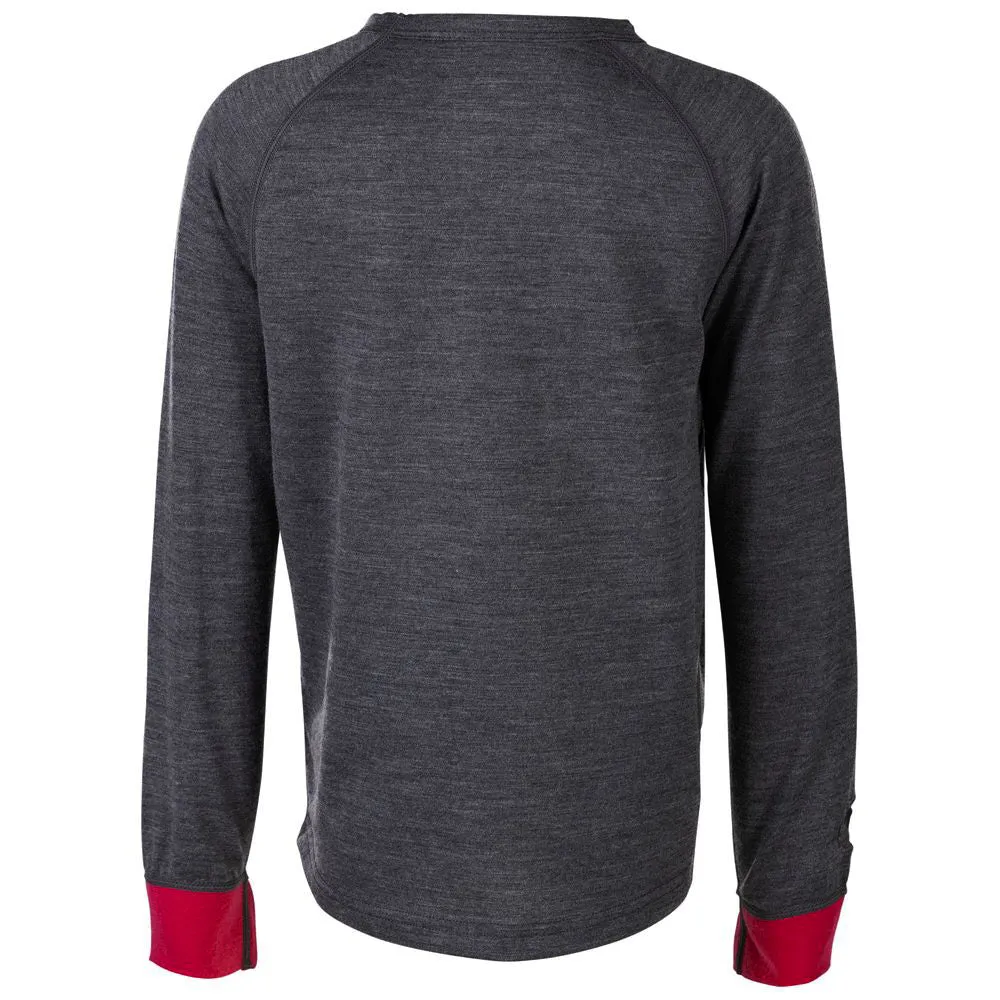 Junior Merino Blend 200 Long Sleeve Crew (Smoke/Fuchsia)