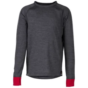 Junior Merino Blend 200 Long Sleeve Crew (Smoke/Fuchsia)