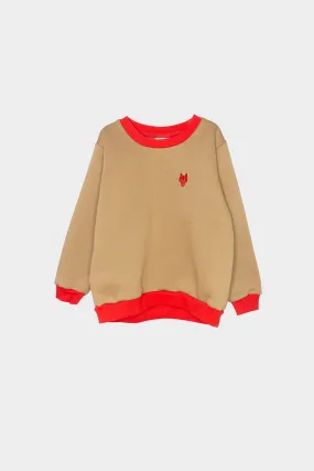 Kid’s sweater One Wolf, beige with red logo