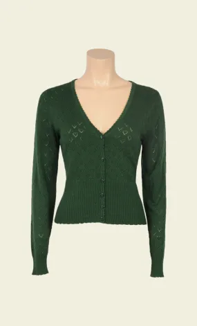 King Louie Cardi V Heart Ajour Forest Green