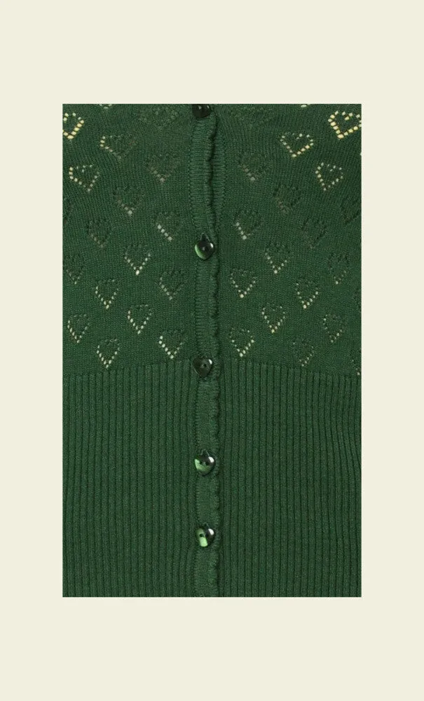 King Louie Cardi V Heart Ajour Forest Green