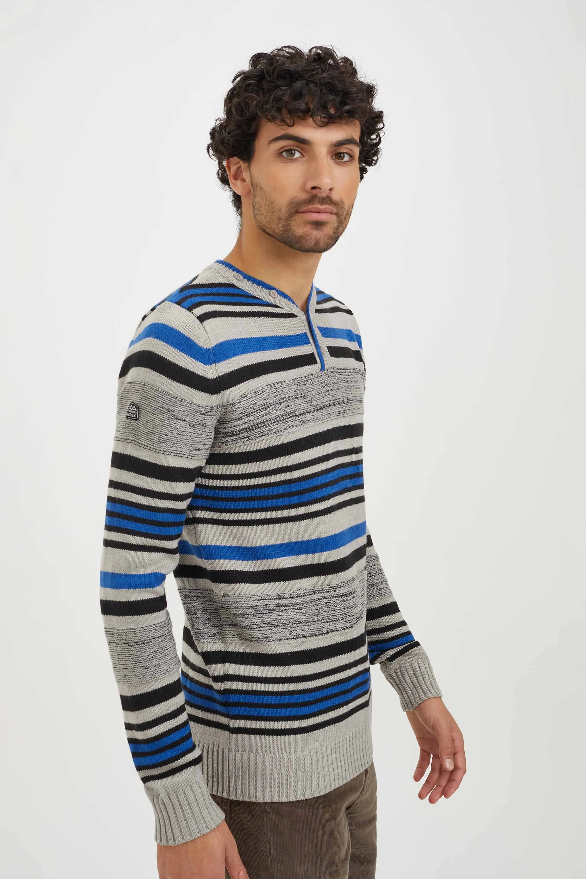 Knitted henley stripes