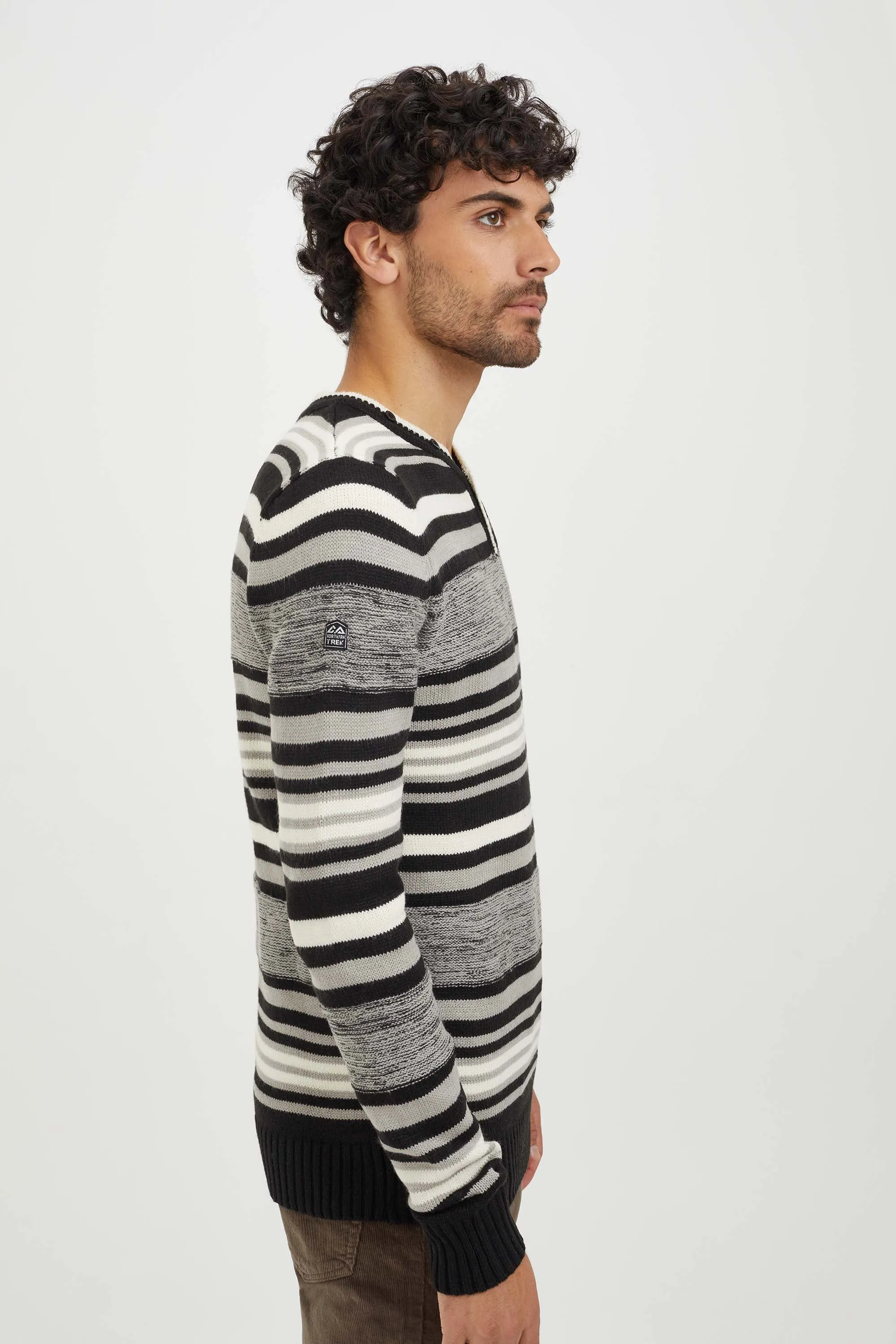 Knitted henley stripes