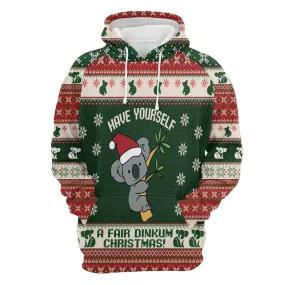 Koala Fair Dinkum Christmas All Over Print 3D Hoodie For Men And Women, Best Gift For Dog lovers, Best Outfit Christmas