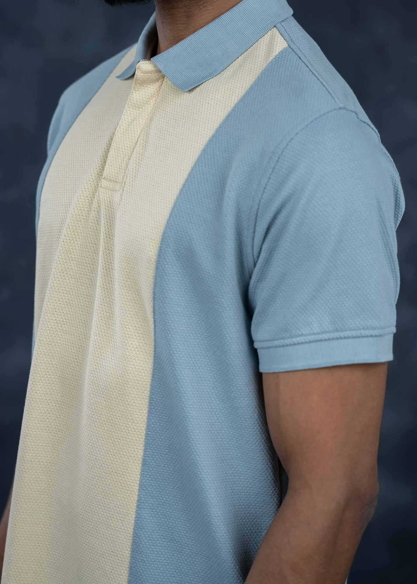 LCY | Tri-tone Pop-corn Knit Polo