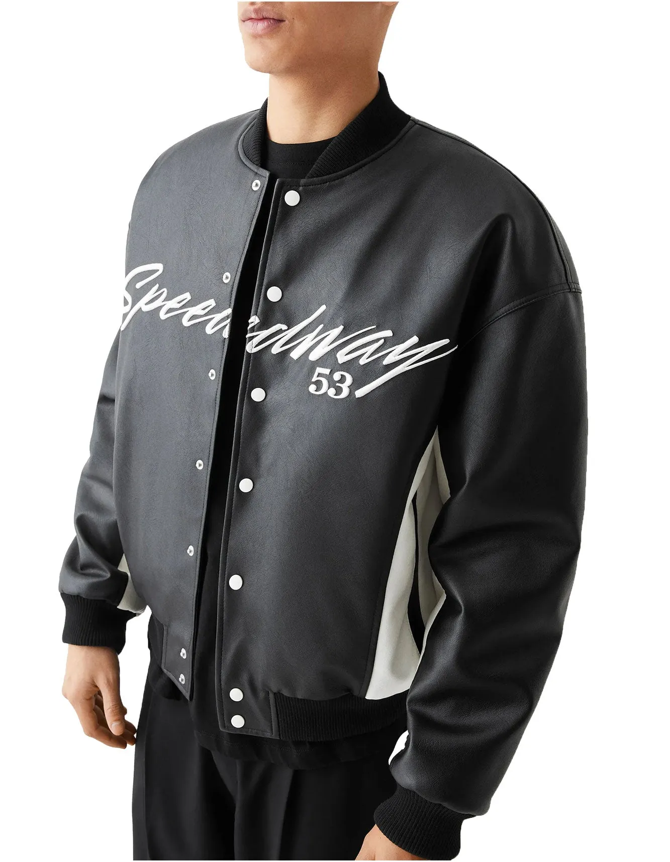 Leather Embroidered Baseball Jacket