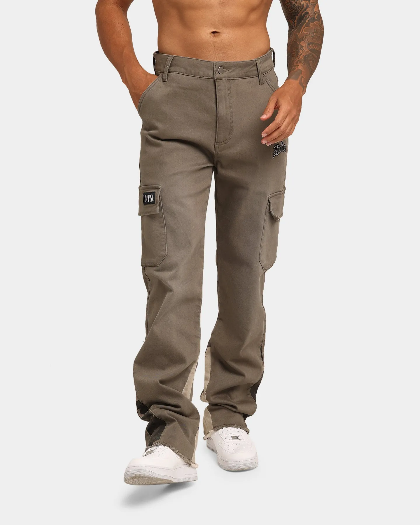 Loiter Tracker Flare Cargo Pants Khaki Camo