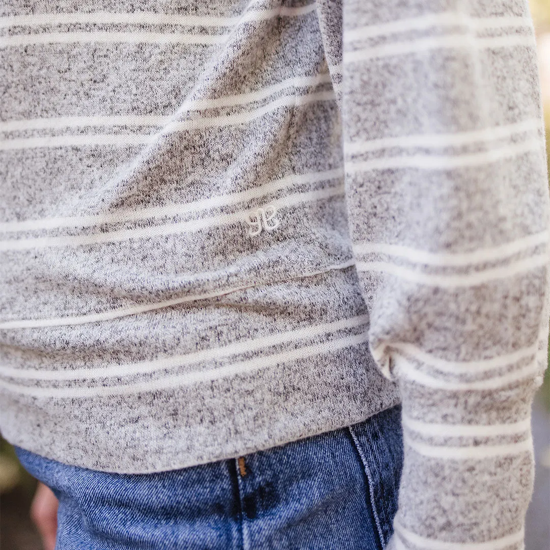 Long Sleeve Sweater, Grey and White Stripe