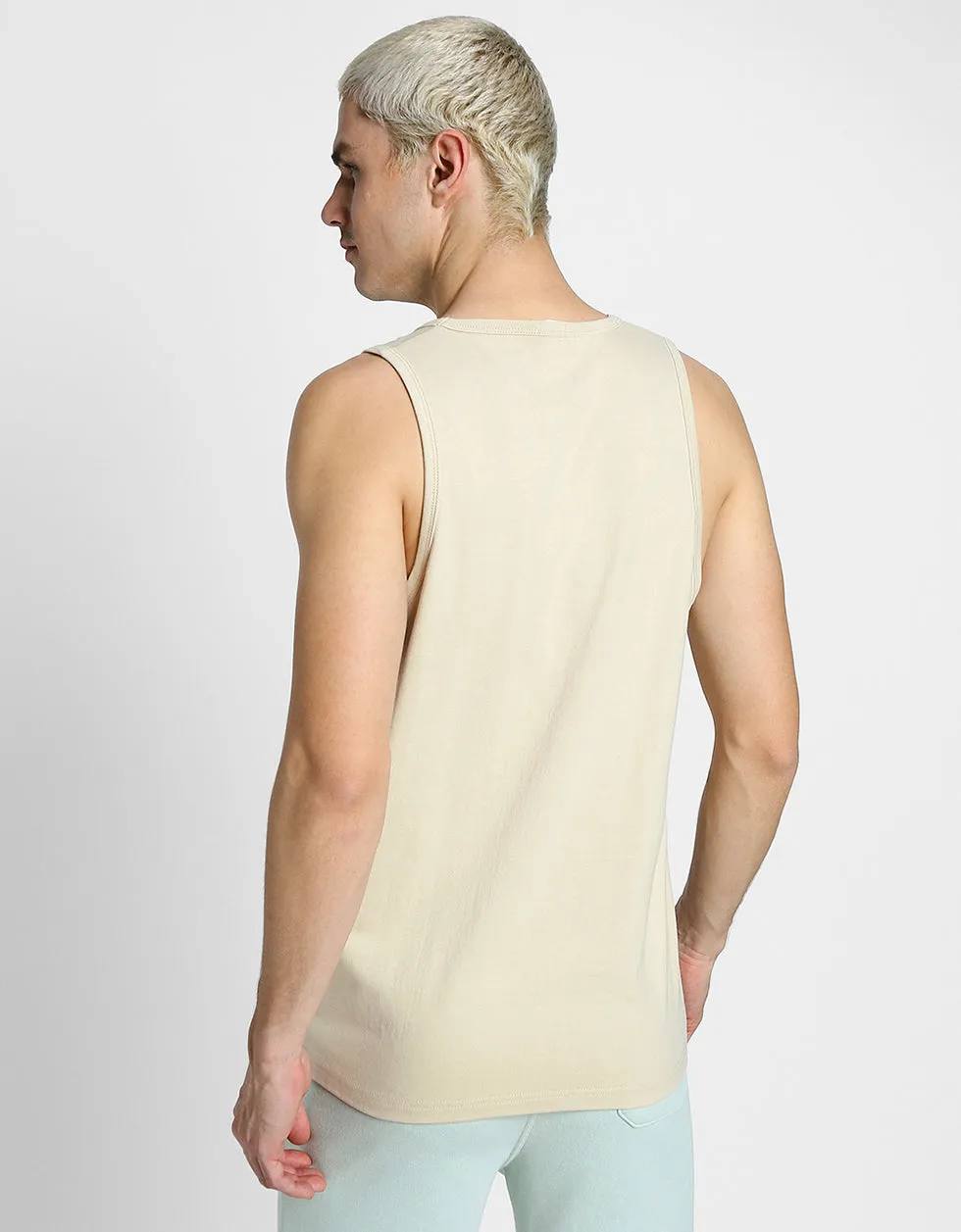 LT1970 Beige Printed Gym Vest