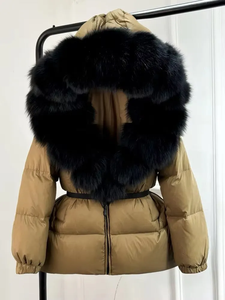 Luxury Women's Duck Down Jacket with Natural Fur - Ultimate Winter Warmth