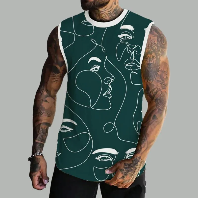 MEN'S BASIC PRINTED ROUND NECK VEST 80717360YM