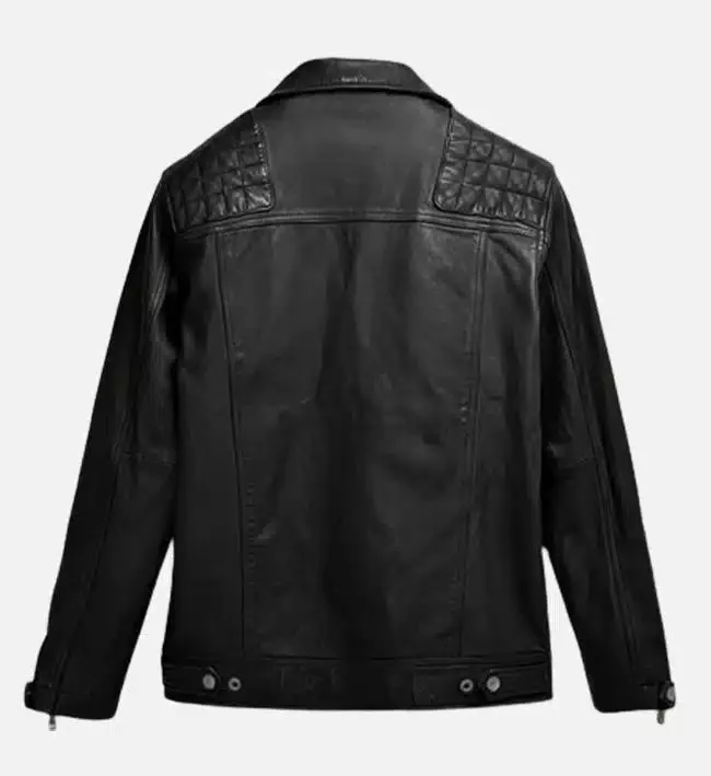 Men's Double Breast Black Biker Leather Jacket