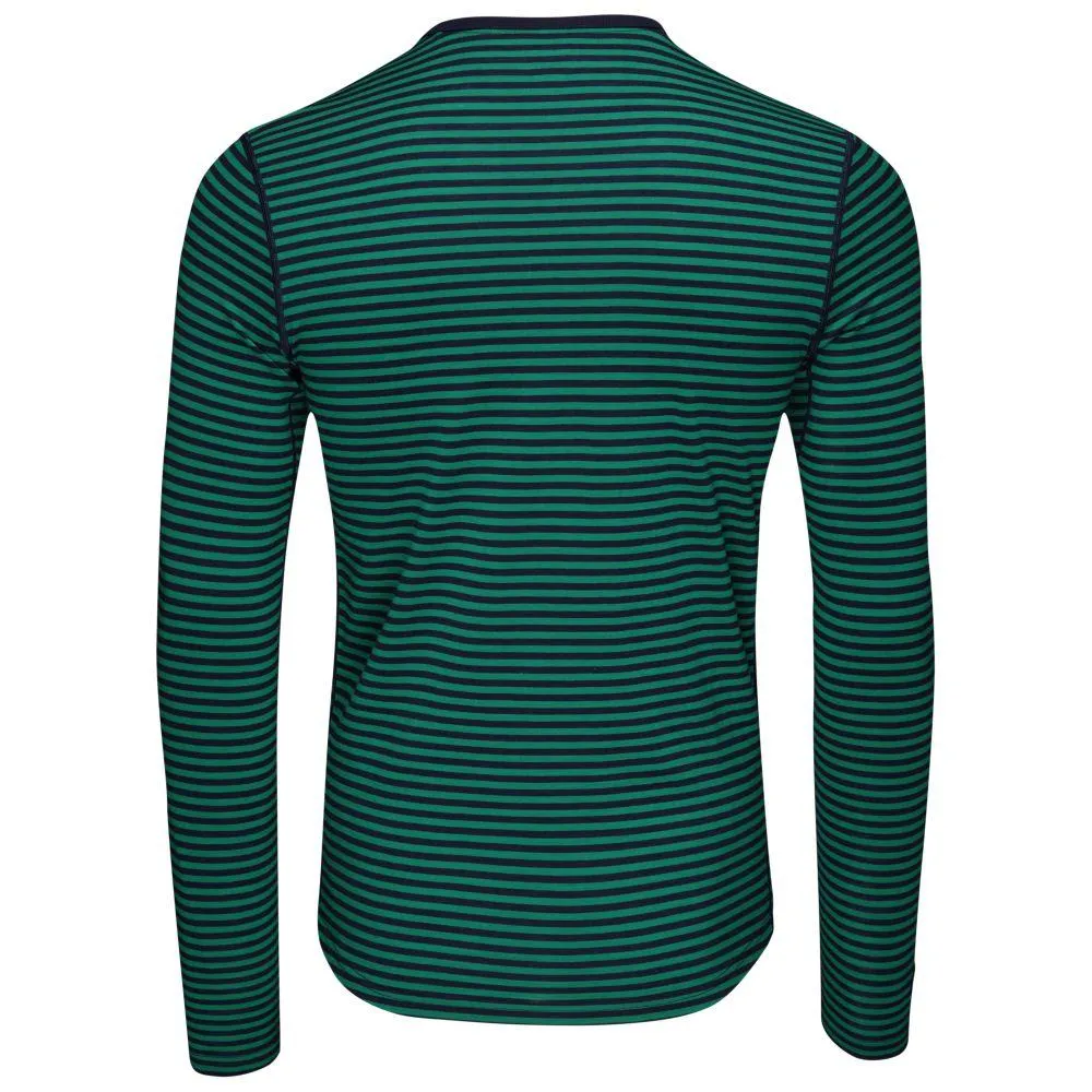 Mens Merino 180 Long Sleeve Crew (Mini Stripe Navy/Green)