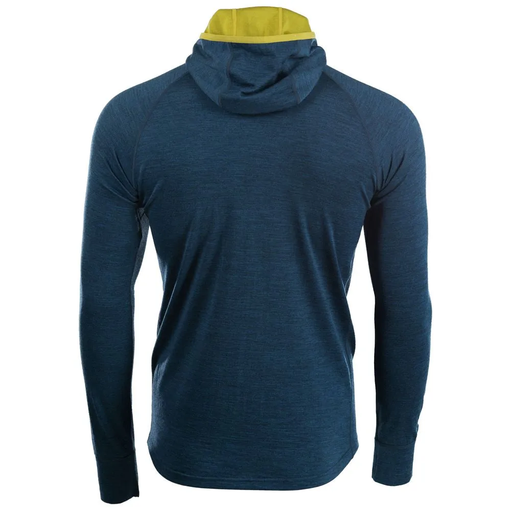 Mens Merino 200 Zip Neck Hoodie (Petrol)