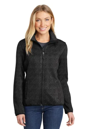 MGH/MGB Port Authority Ladies Sweater Fleece Jacket  Black Medium