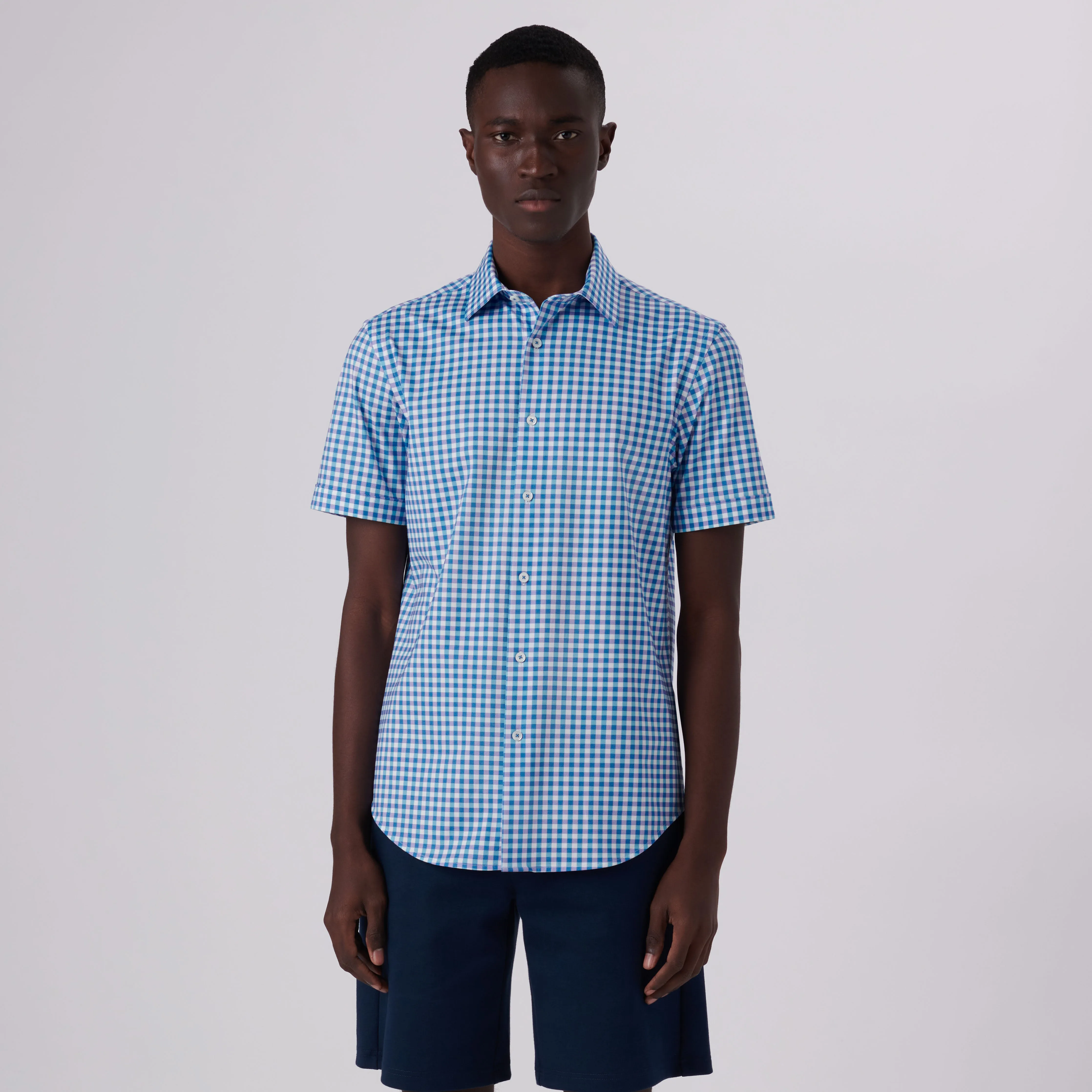 Miles Gingham Check Print OoohCotton Short Sleeve Shirt