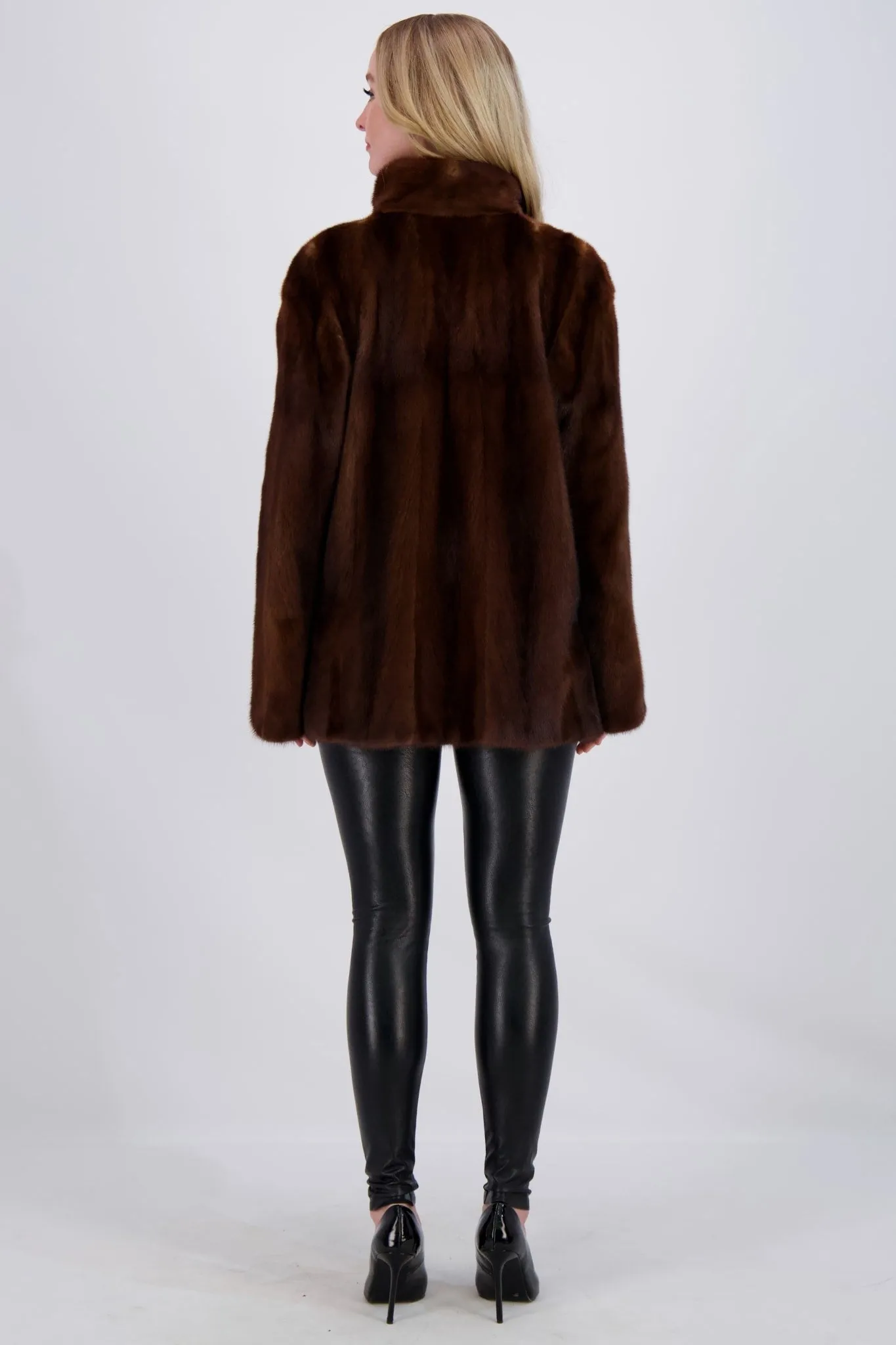 MINK JACKET WITH STAND COLLAR