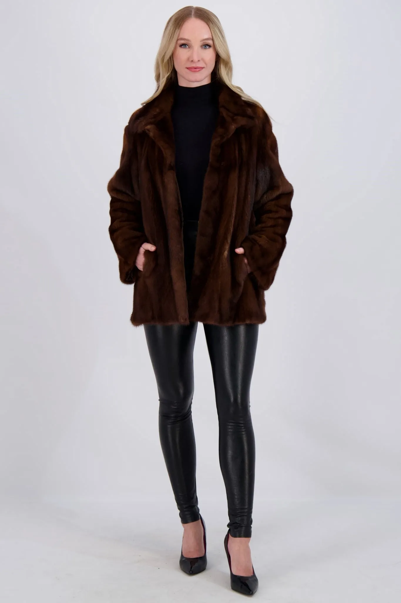 MINK JACKET WITH STAND COLLAR