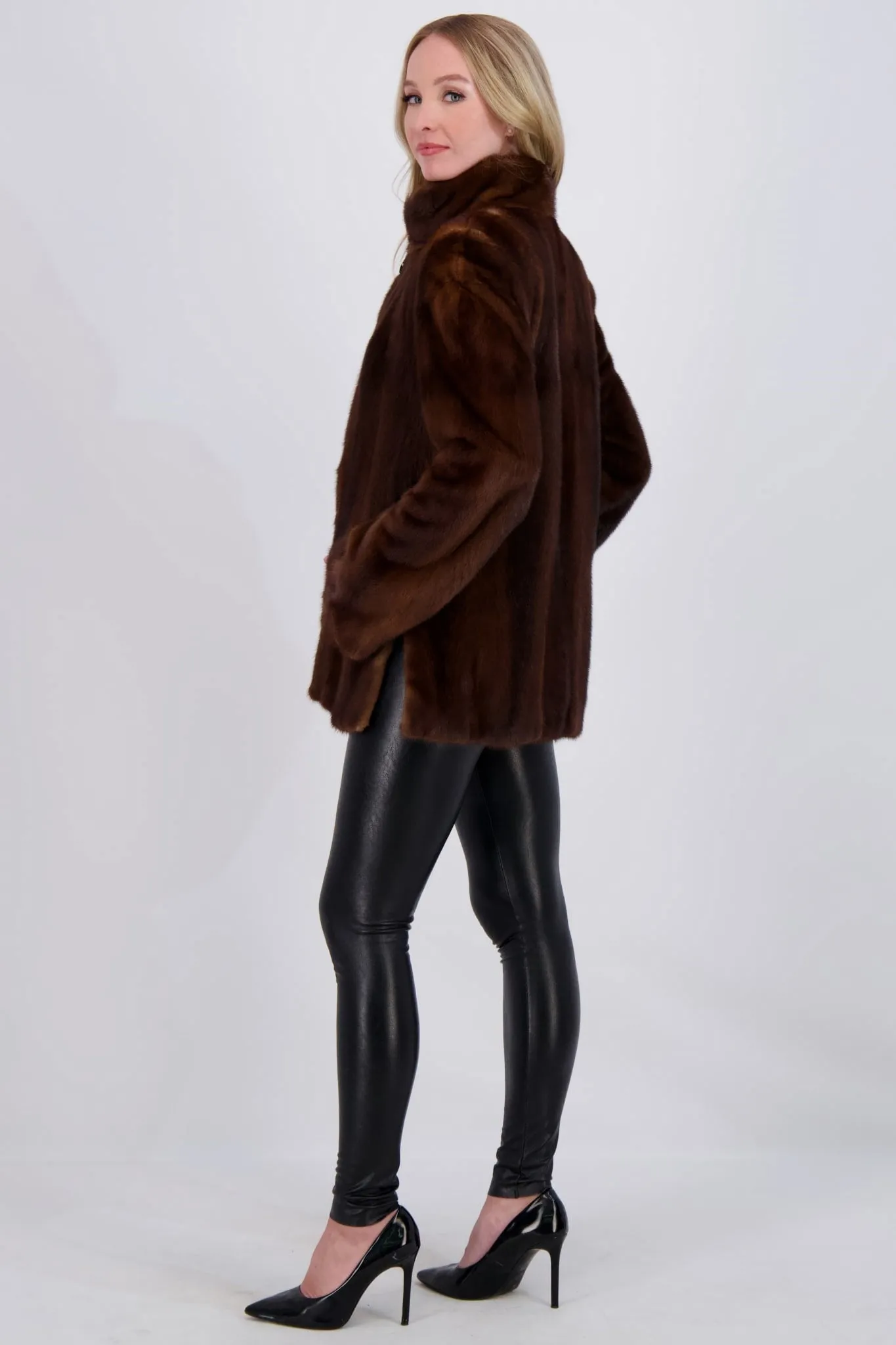 MINK JACKET WITH STAND COLLAR