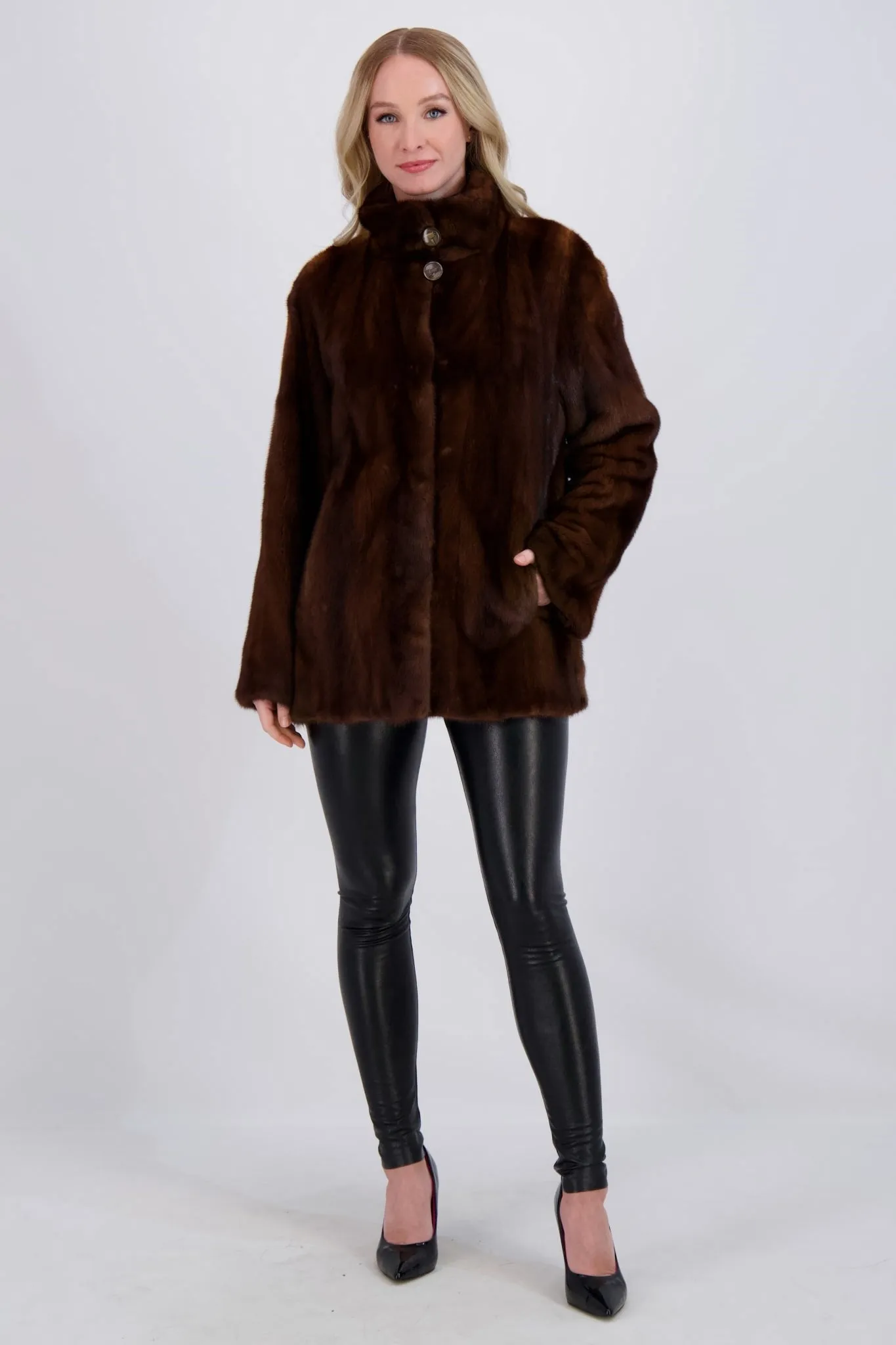 MINK JACKET WITH STAND COLLAR