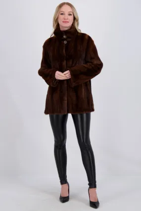 MINK JACKET WITH STAND COLLAR