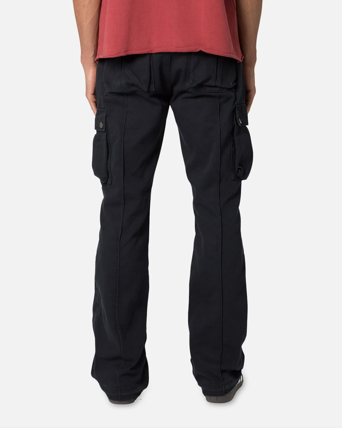 MNML Front Zip Flare Cargo Pants Black