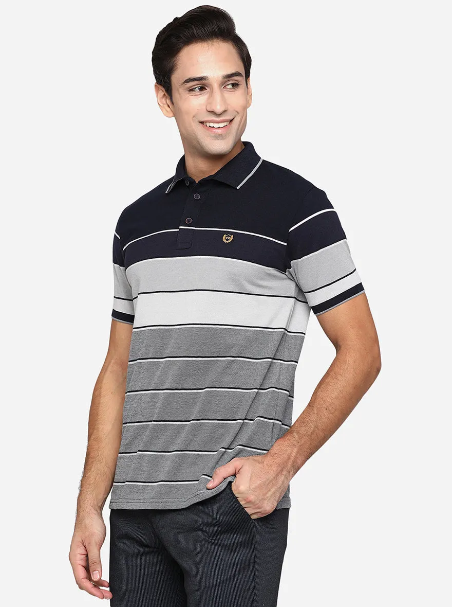 Multicolor Striped Slim Fit Polo T-Shirt | JadeBlue