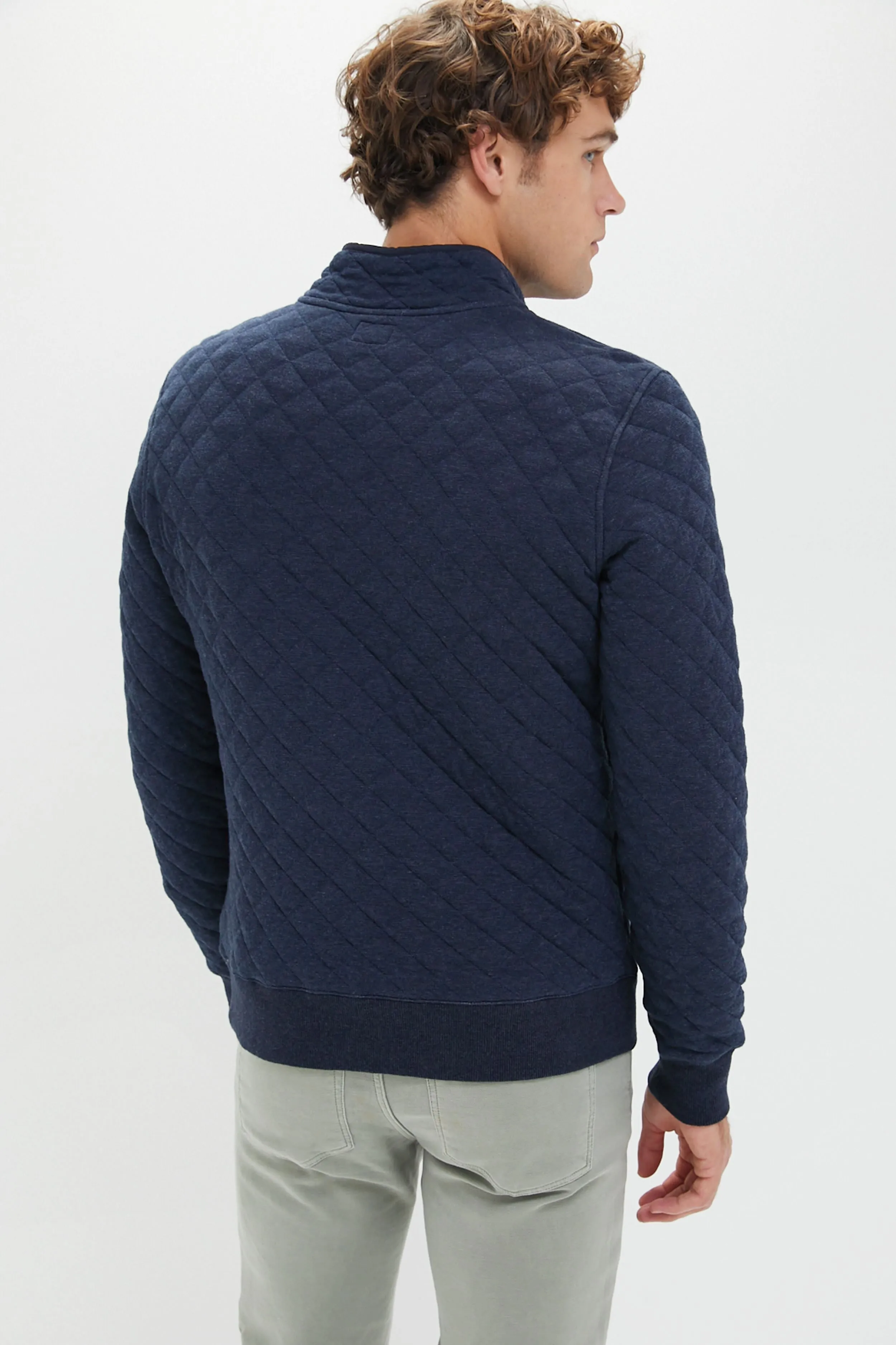 Navy Melange Epic Quilted Fleece Pullover