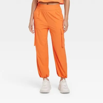 New - JoyLab Women's Cinch Hem Woven Cargo Pants High Rise Casual Fit