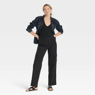 New - Women's Mid-Rise Straight Leg Utility Cargo Pants - Universal Thread