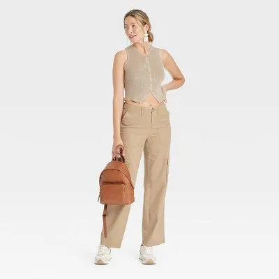 New - Women's Mid-Rise Straight Leg Utility Cargo Pants - Universal Thread