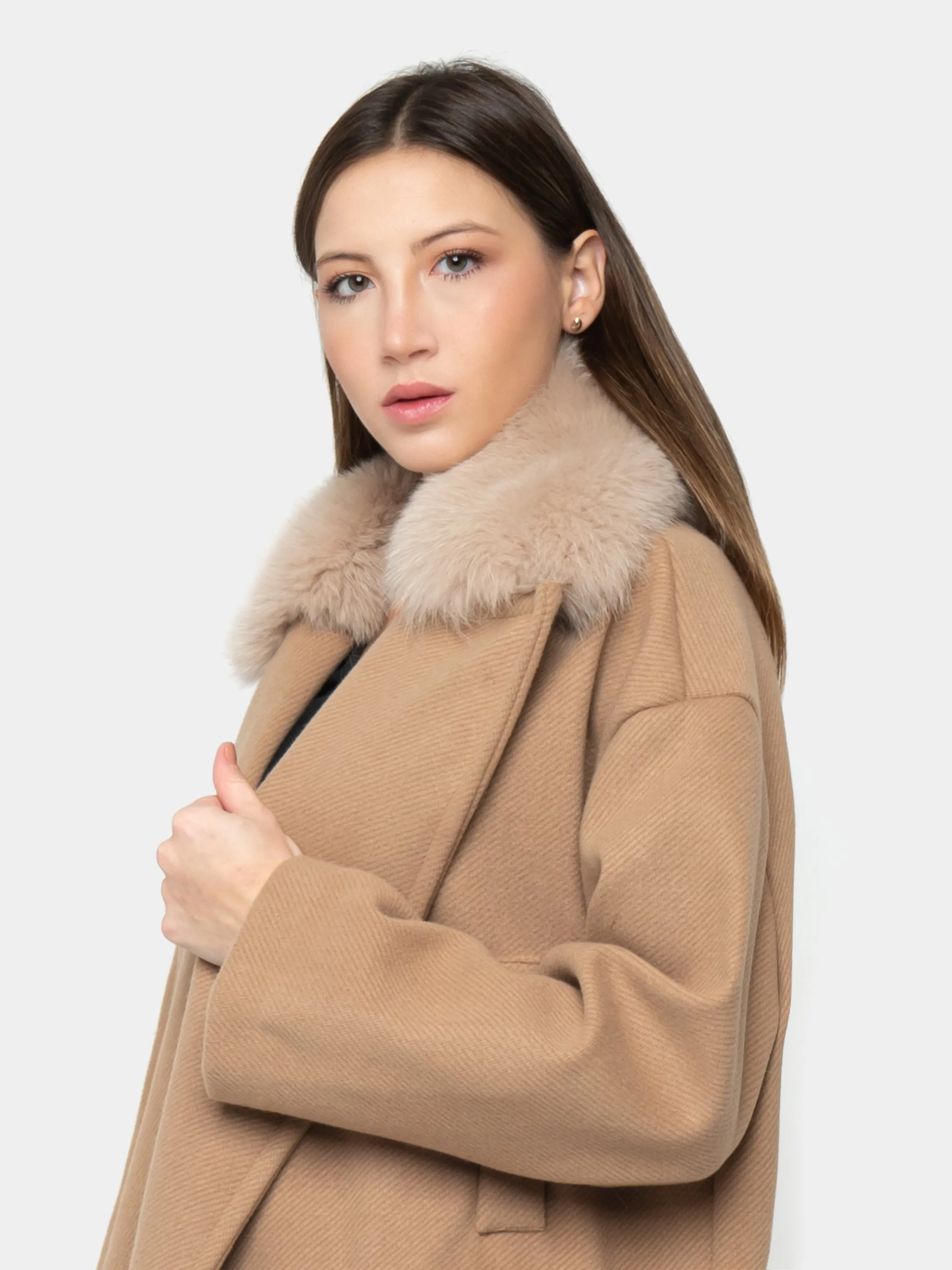 NEWYORK - beige fox collar