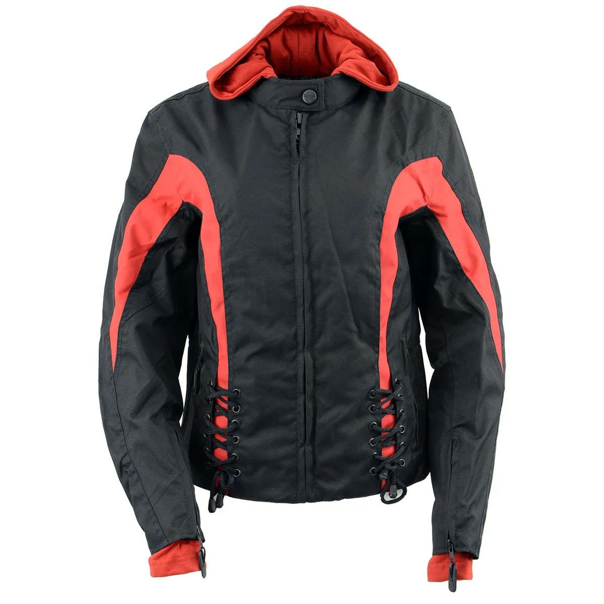 NexGen SH1998 Ladies Red and Black Textile Racer Jacket with Removable