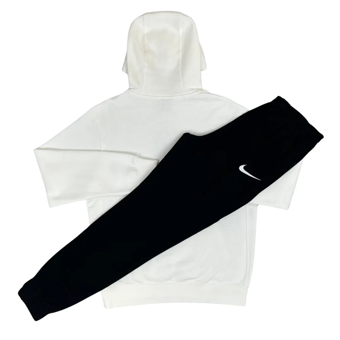 Nike Fleece Hoodie / Pants Tracksuit - White / Black