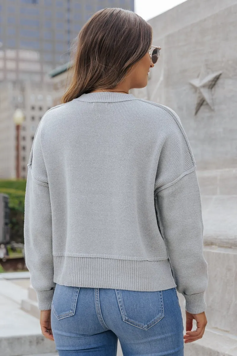 On The Go Seam Detail Sweater - Grey - FINAL SALE