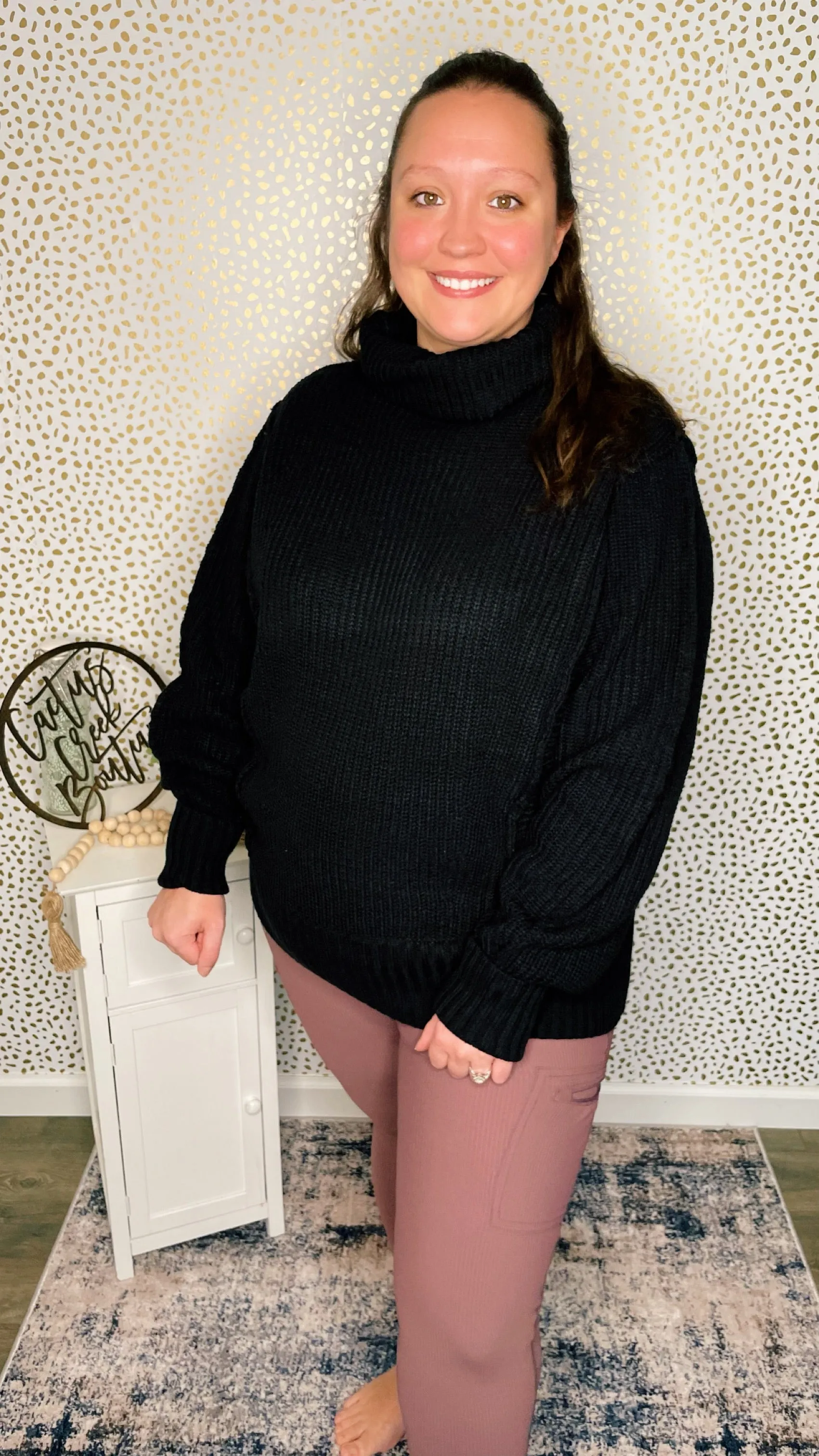 Oversized Turtle Neck Sweater Black