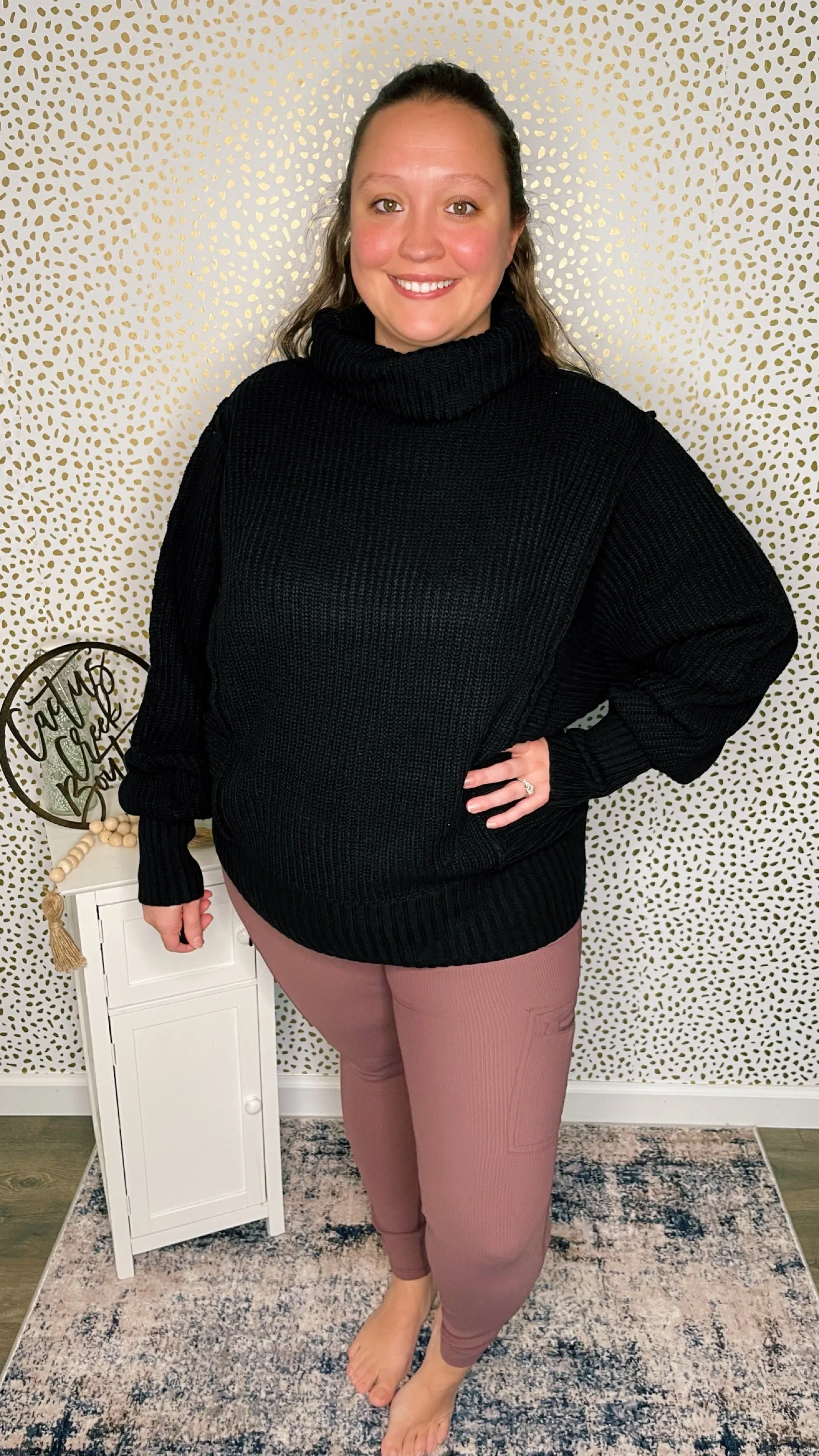 Oversized Turtle Neck Sweater Black