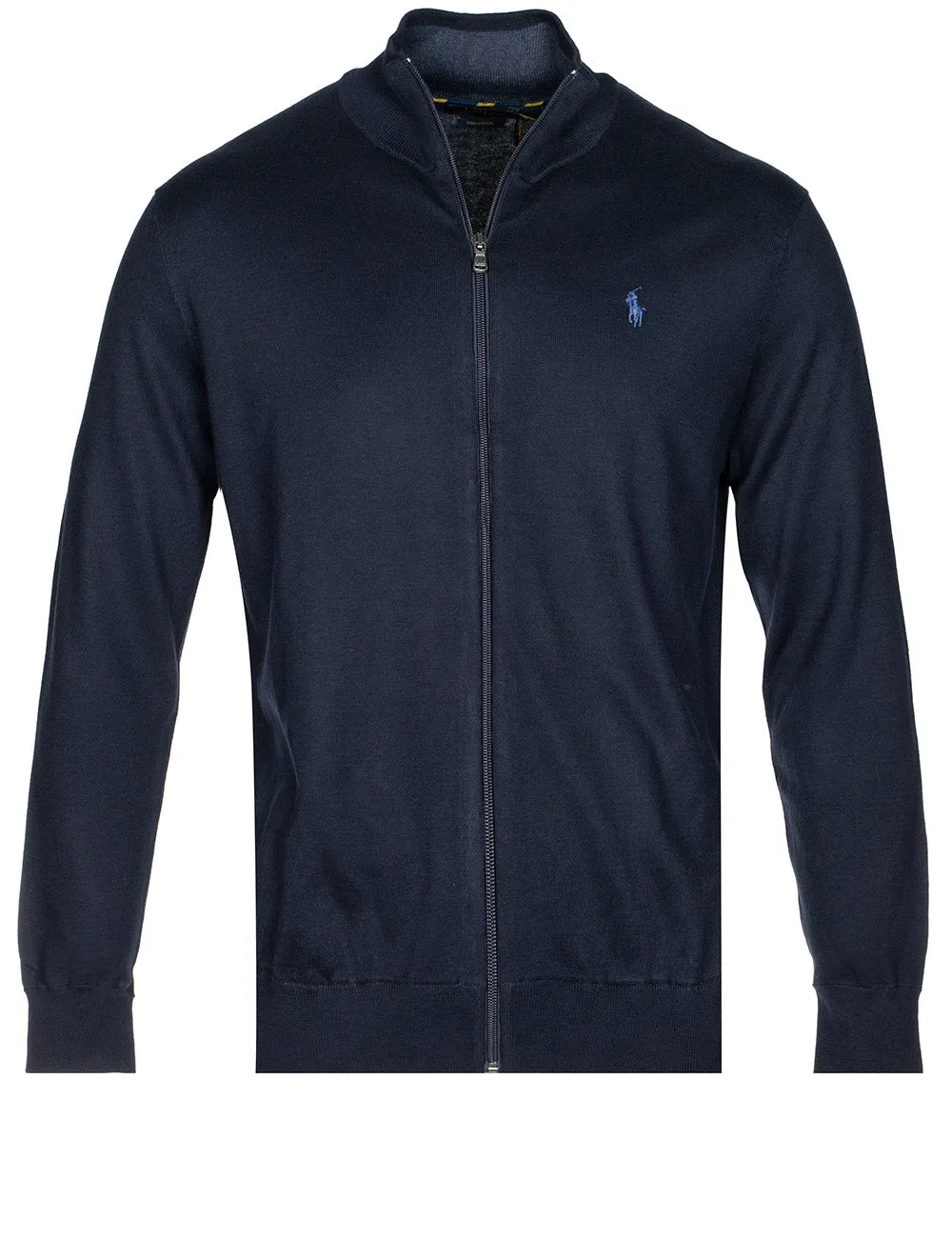 Pima Cotton Full Zip Sweater Blue