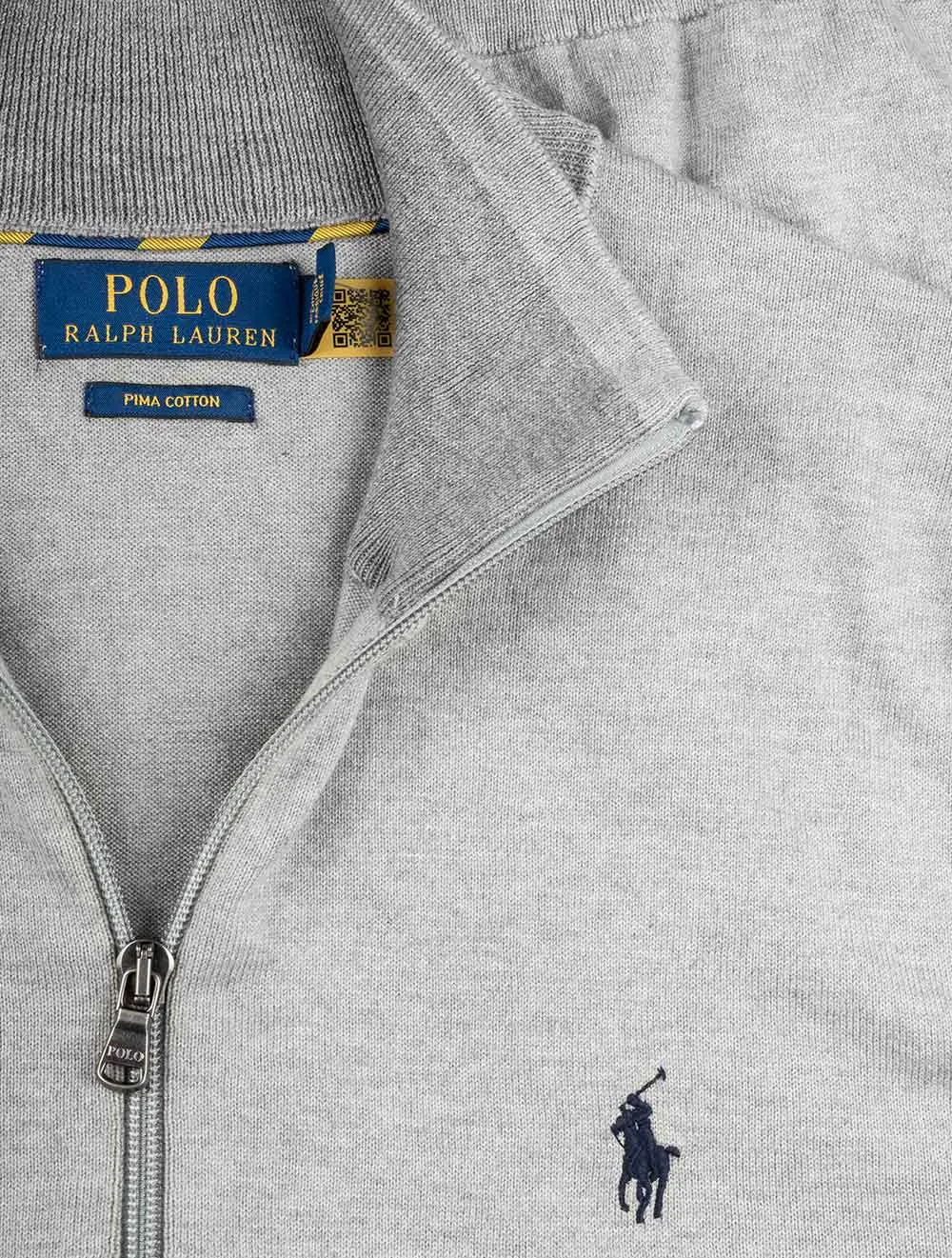 Pima Cotton Full Zip Sweater Blue