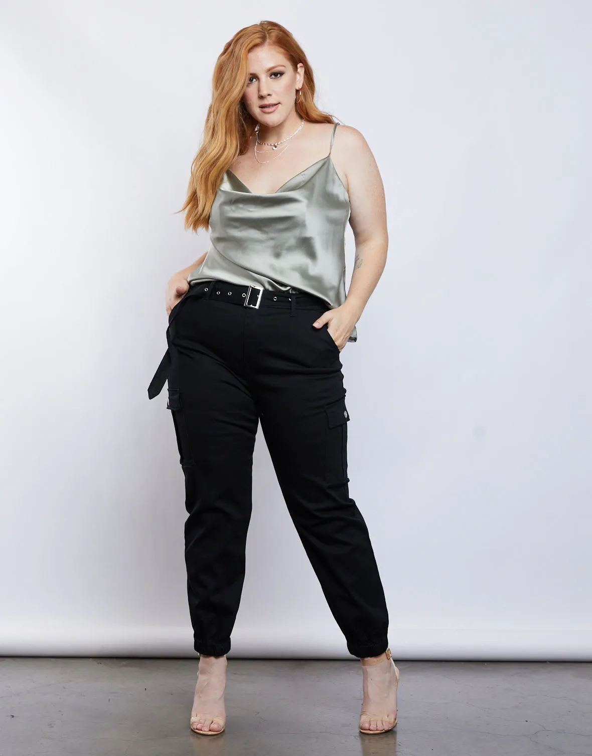 Plus Size Belted Cargo Pants