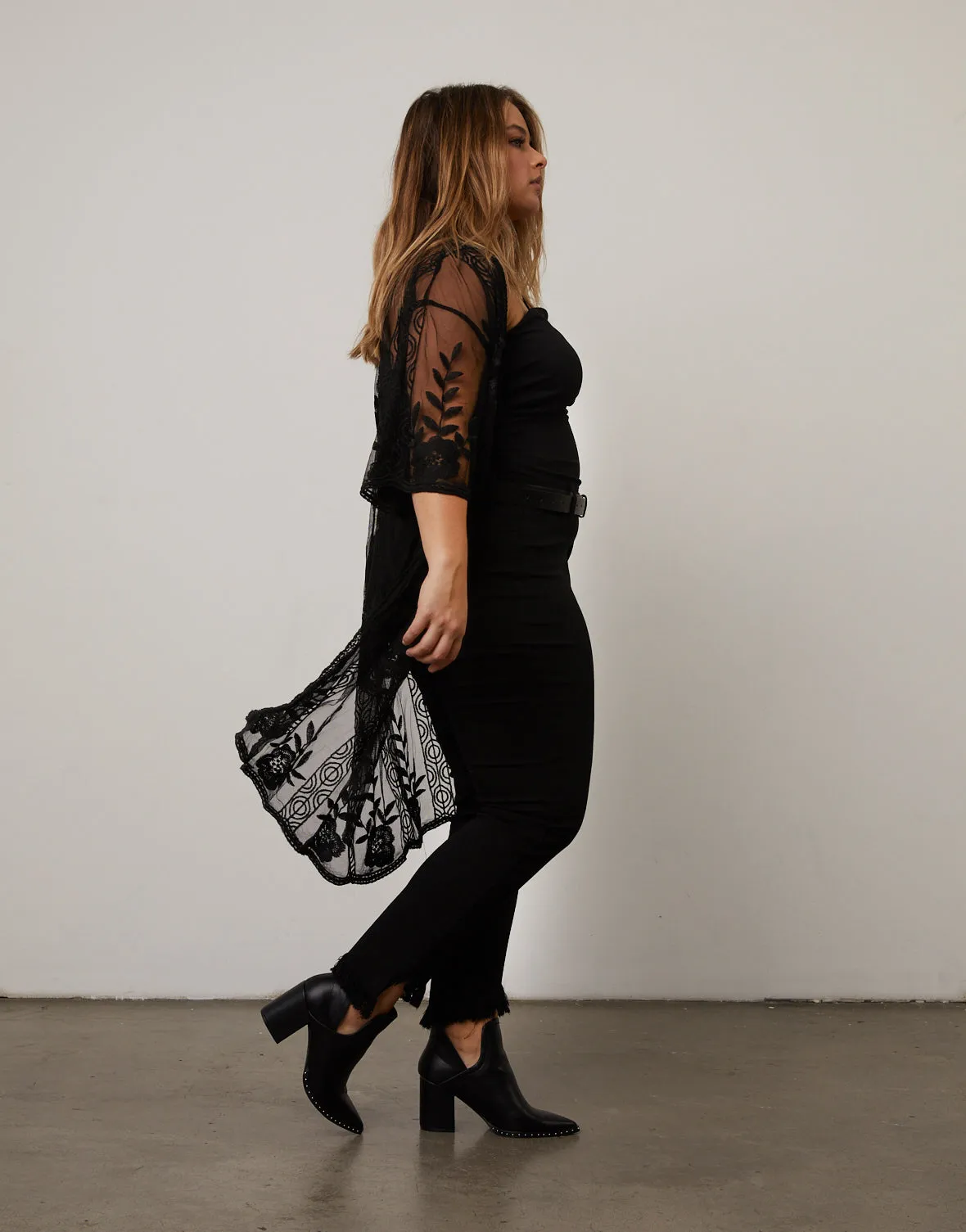 Plus Size Sheer Lace Cardigan