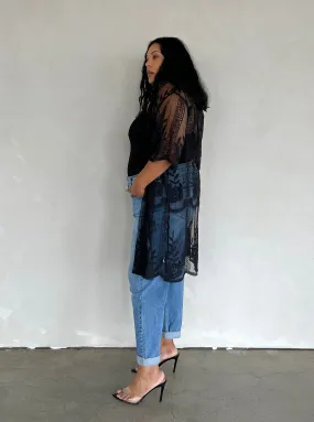 Plus Size Sheer Lace Cardigan