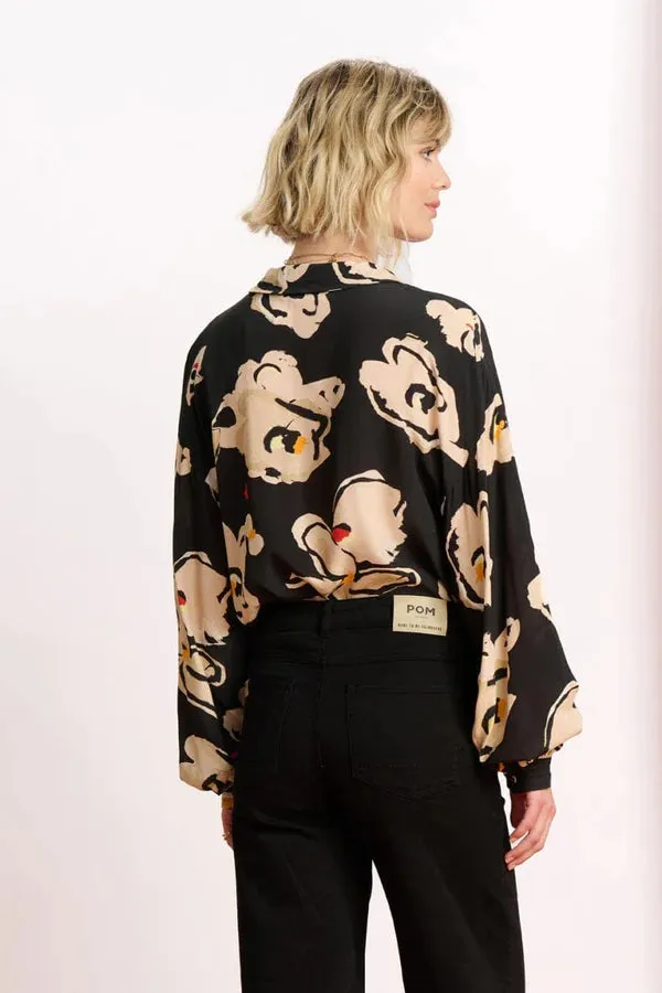 POM BLOUSE | Flower Glory Black