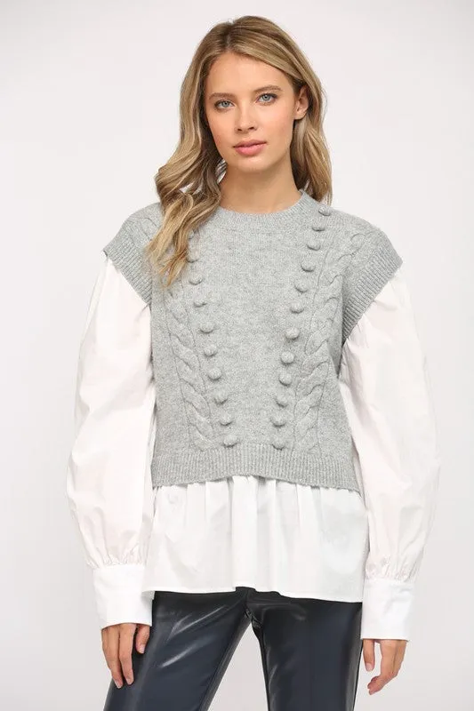 Pom Pom Twofer Sweater