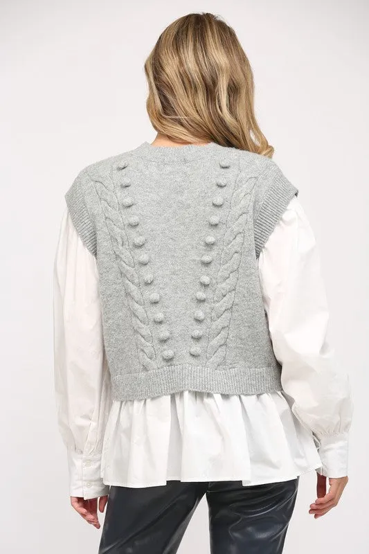 Pom Pom Twofer Sweater