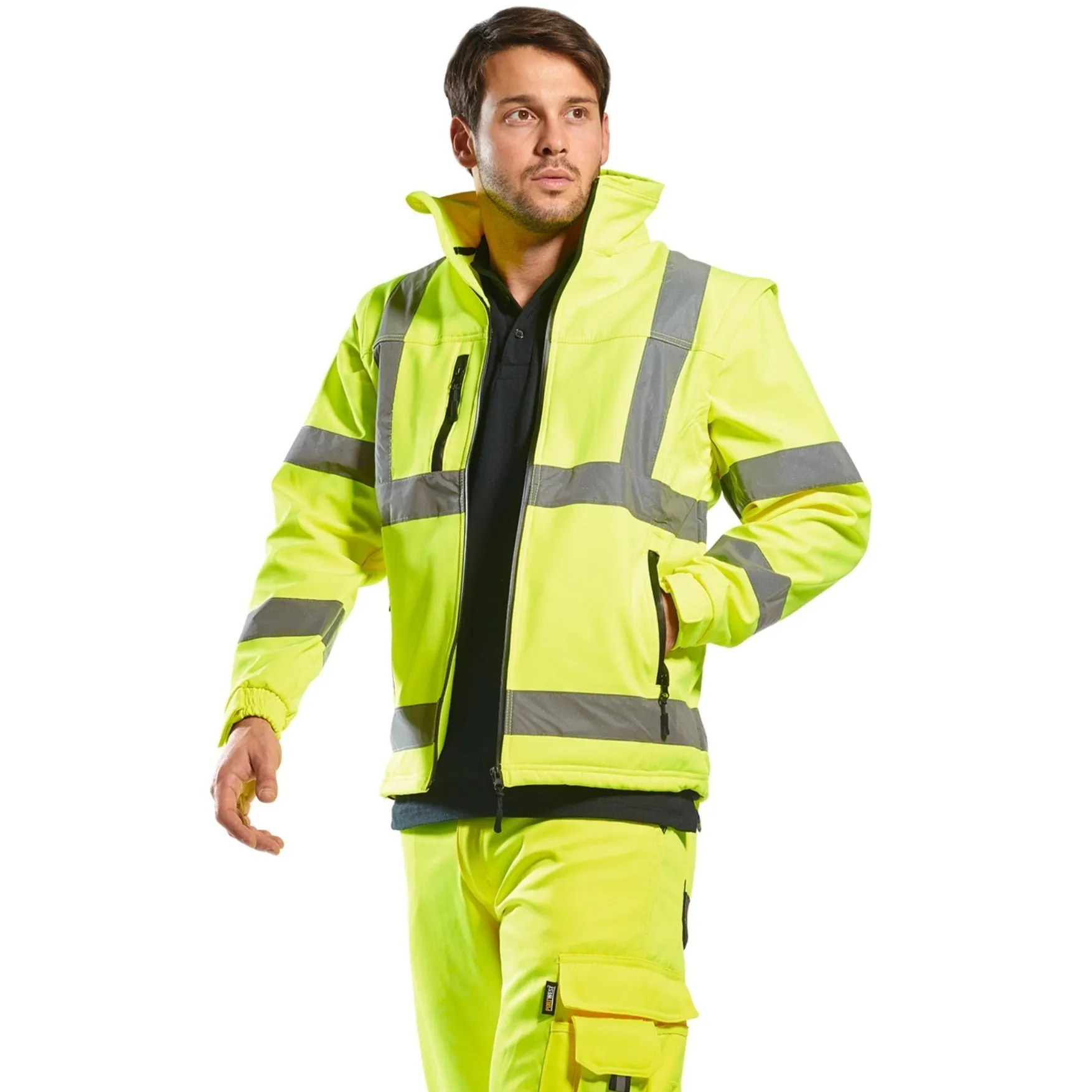 PORTWEST® Hi Vis Soft Shell Windbreaker Jacket - Waterproof - ANSI Class 3 - US428