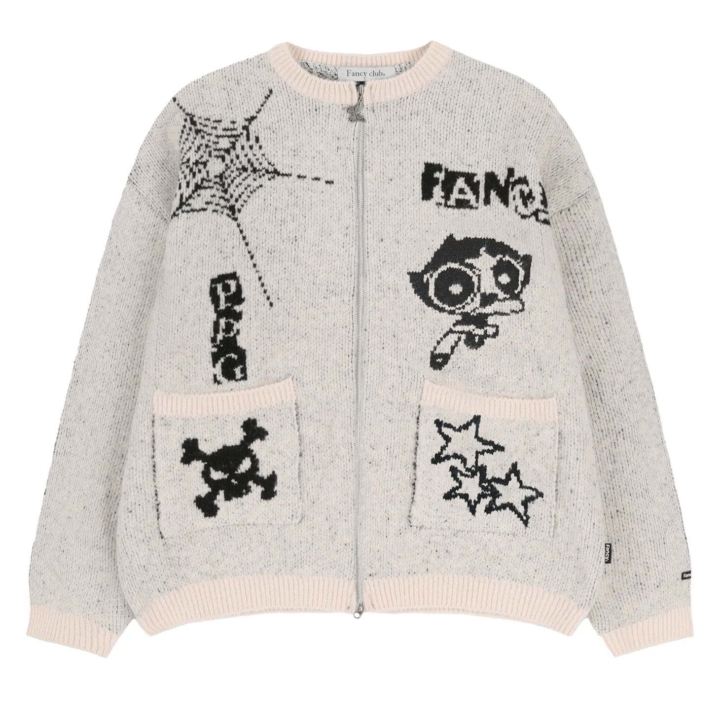 Powerpuff Girl Y2K Emo Style Knitted Zipper Cardigan