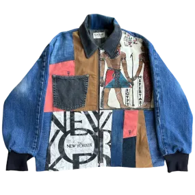 Quilted Denim Jacket with New Yorker and Egyptian motifs