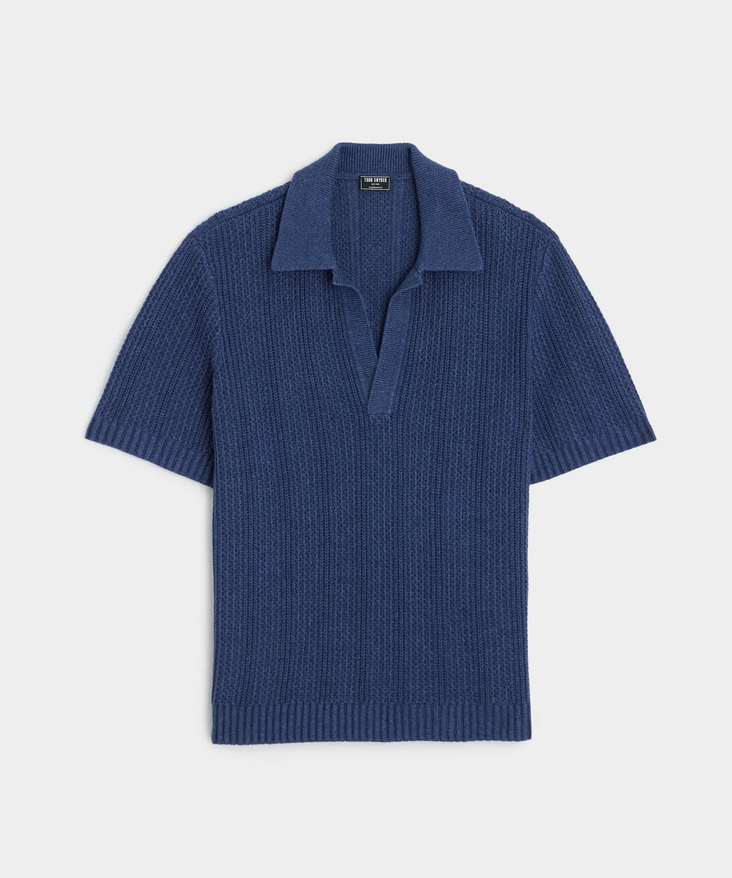 Relaxed Cotton Hemp Polo in Navy